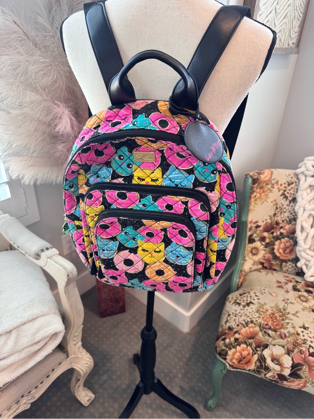 Luv Betsey Donut Cat Backpack Purse Like New